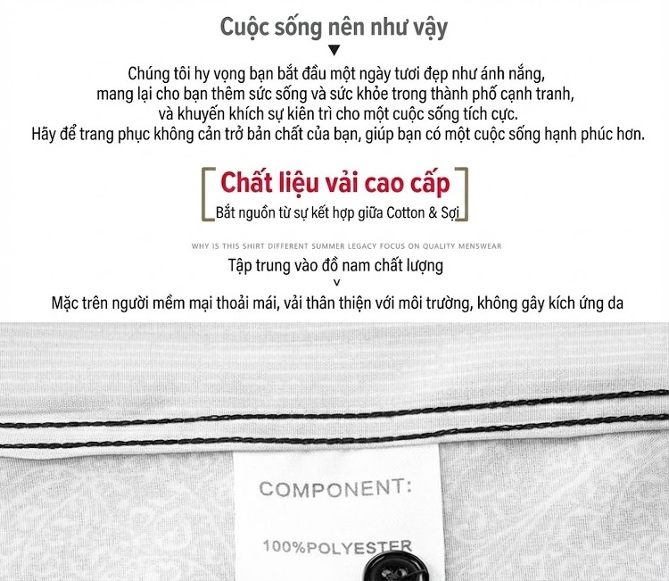 Áo Sơ Mi Dài Tay Nam Họa Tiết Hình Học In Lụa Chống Nhăn Phong Cách Âu Mỹ Màu Đen, Trắng chi tiết 3