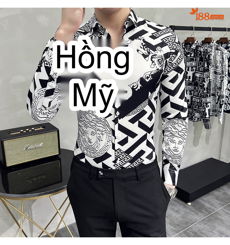 Áo Sơ Mi Nam Tay Dài In Họa Tiết Cá Tính Phong Cách Thời Trang Màu Trắng, Nâu, Đen chi tiết 24