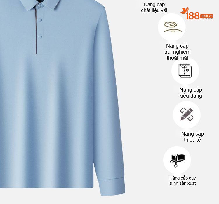 Áo Polo Nam Dài Tay Lụa Tơ Tằm Cổ Bẻ Phong Cách Business Casual Màu Be, Xanh Dương, Xám, Tím... chi tiết 8