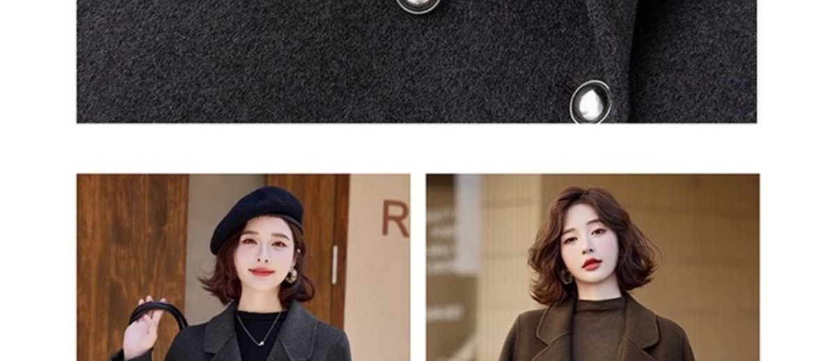 Áo Khoác Dạ Nữ Dáng Vest Hai Mặt Lông Cừu Cashmere Phong Cách Tiểu Thư Màu Đỏ, Xám, Nâu, Kem chi tiết 7