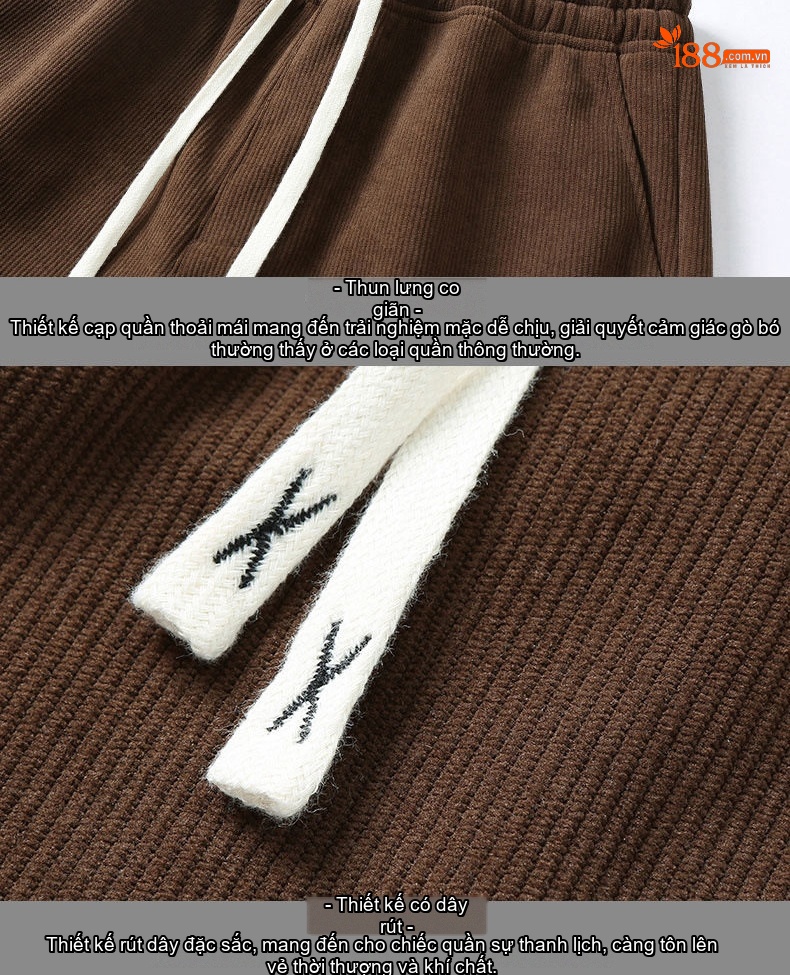 Quần Dài Nam Ống Rộng Lót Lông Cừu Giữ Ấm Chất Âu Cotton Co Giãn Màu Đen, Nâu, Be chi tiết 25