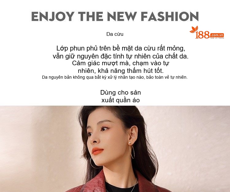 Áo Khoác Da Thật Nữ Dáng Ngắn Cổ chữ Vest Thời Trang Màu Đỏ chi tiết 1