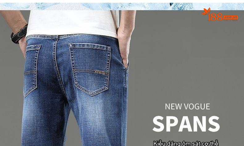 Quần Jeans Dáng Suông Nam Ống Đứng Lớn Tuổi Trung Niên Màu Xanh Dương chi tiết 5