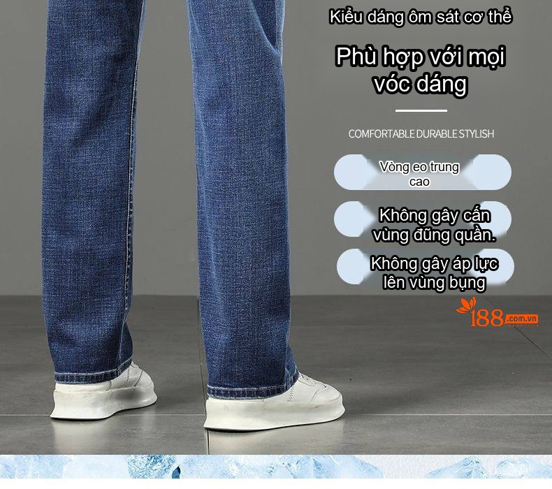 Quần Jeans Dáng Suông Nam Ống Đứng Lớn Tuổi Trung Niên Màu Xanh Dương chi tiết 6