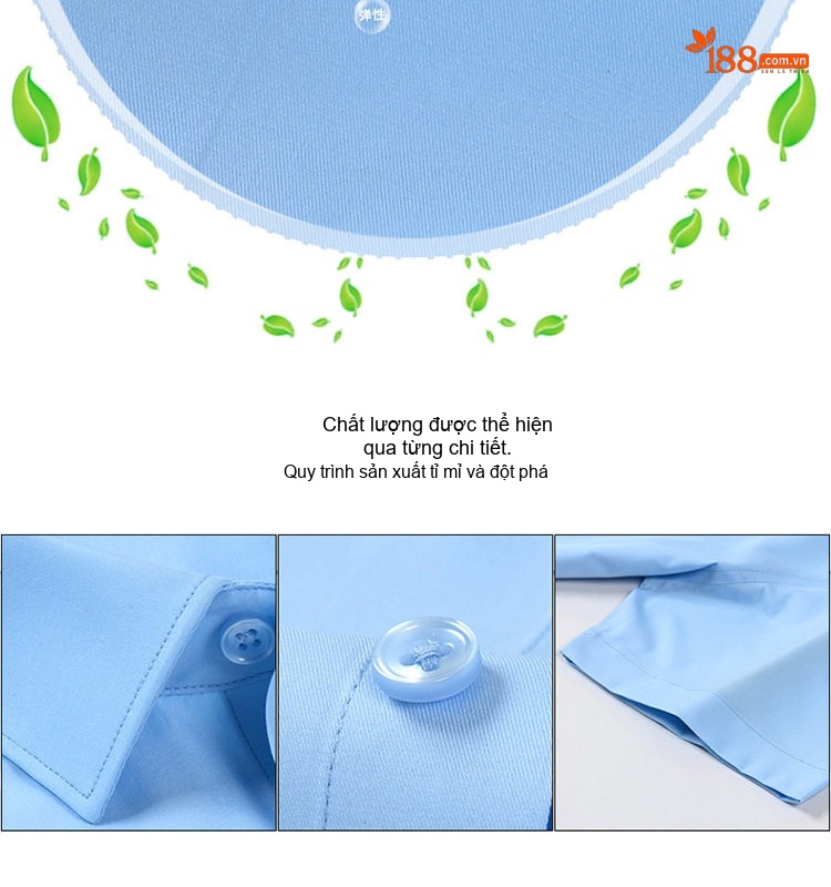 Áo Sơ Mi Nam Tay Ngắn Lụa Tằm Mỏng Mát Phong Cách Doanh Nhân Màu Xanh chi tiết 4