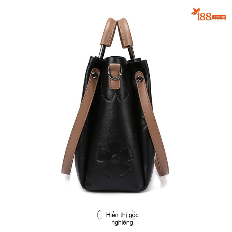 Túi Xách Nữ Da Bóng Đeo Vai Công Sở Tote Bucket Lớn Màu Đen, Nâu chi tiết 19
