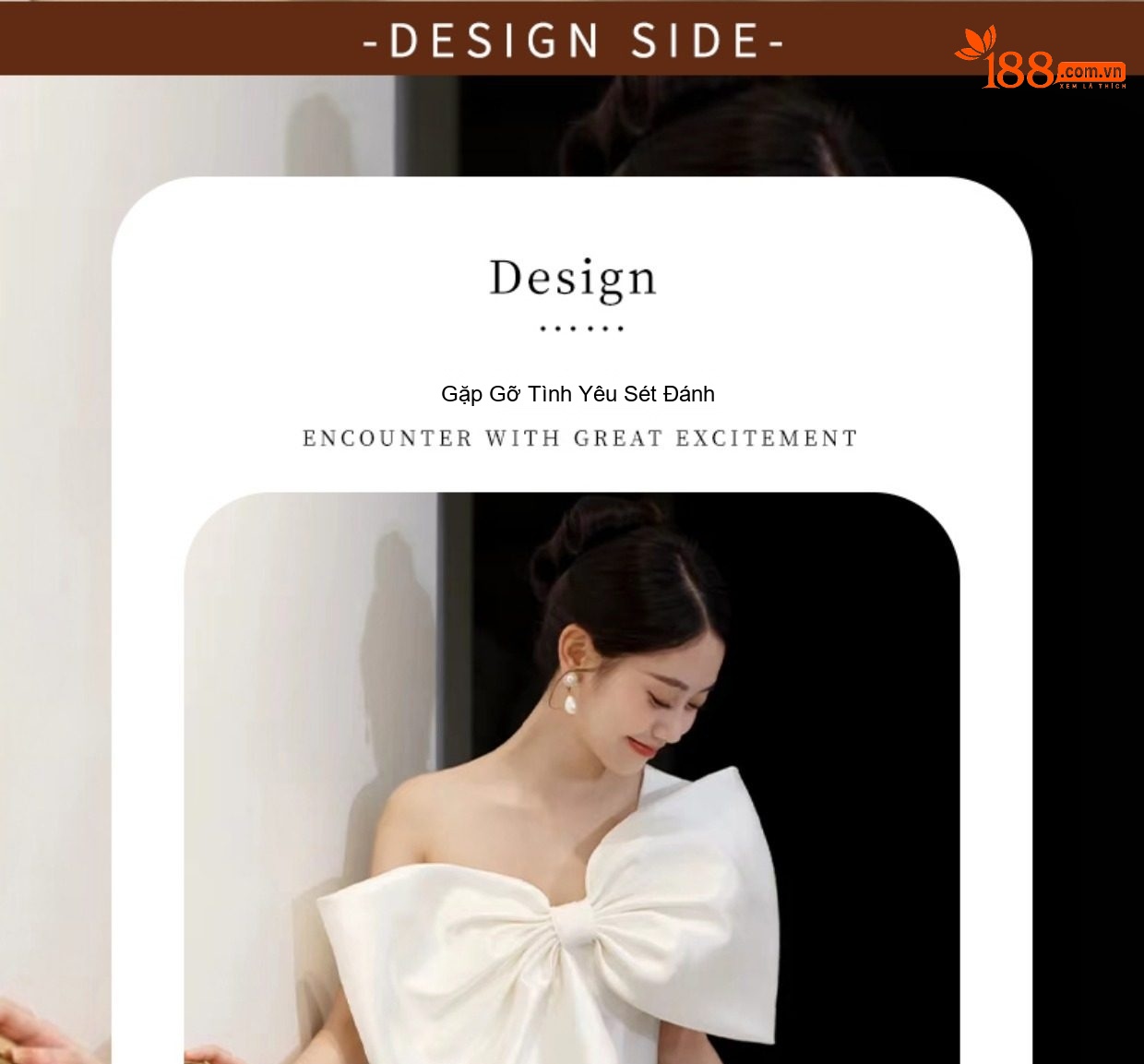 Váy cưới dáng dài trắng tinh khôi hở vai lụa satin đuôi bồng chi tiết 2