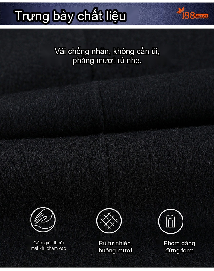 Áo Khoác Dạ Nam Trung Niên Lót Lông Vũ Có Thể Tháo Rời Cổ Lông Cừu Màu Đen chi tiết 4