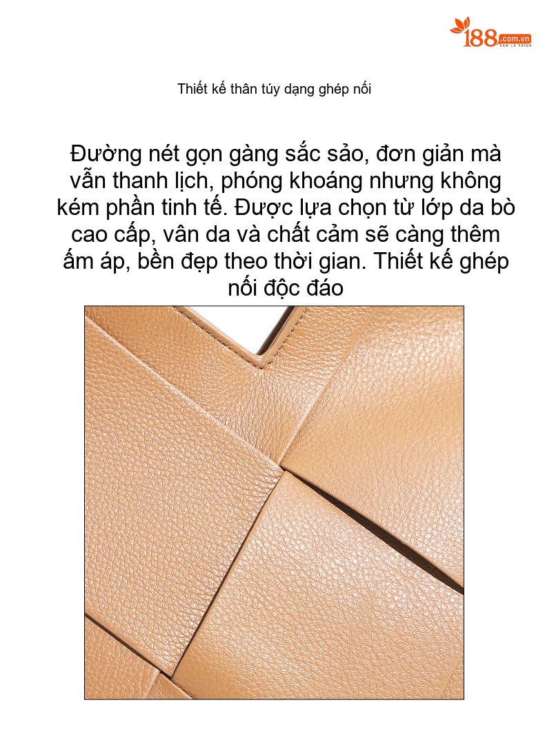 Túi Xách Tay Nữ Da Thật Đan Dây Thiết Kế Tam Giác Thời Trang Màu Nâu, Đen, Trắng chi tiết 4