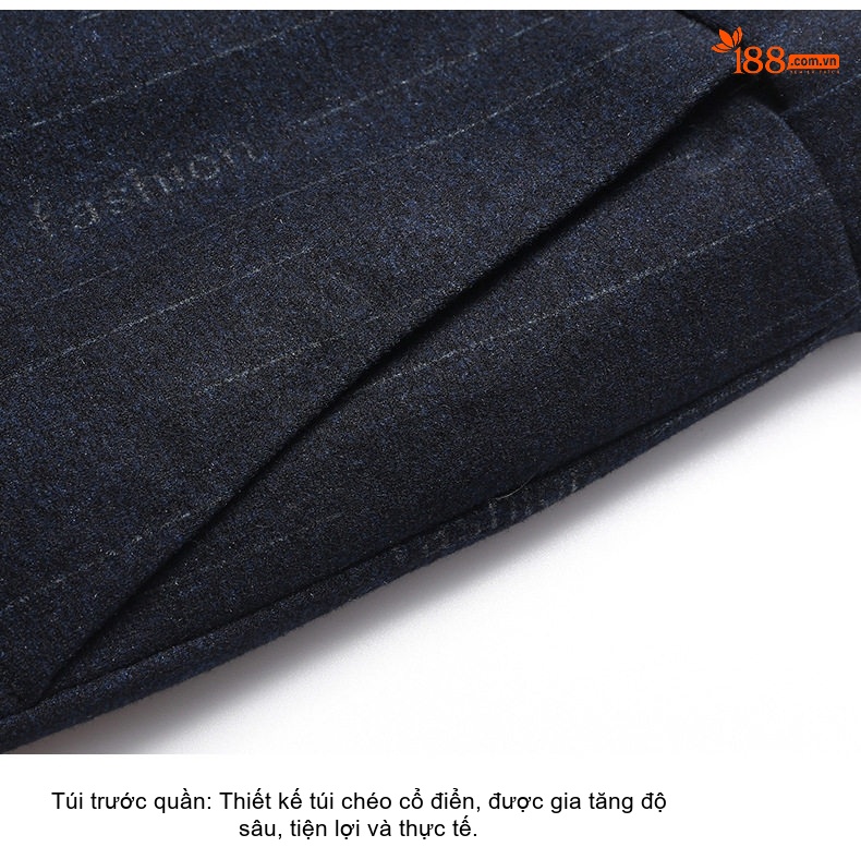 Bộ Vest Nam Kẻ Sọc Co Giãn Ôm Dáng Màu Xanh Đen chi tiết 16