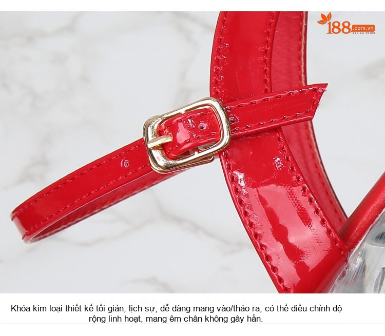 Giày Sandal Cao Gót Nữ Quai Trong Suốt Gót Cao 11cm Màu Đỏ, Trắng, Vàng, Đen... chi tiết 7