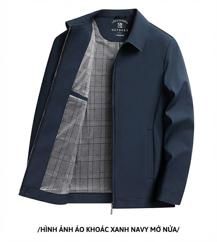 Áo Khoác Bomber Nam Cổ Bẻ Mỏng Phong Cách Công Sở Màu Xanh Navy, Xám, Đỏ chi tiết 21
