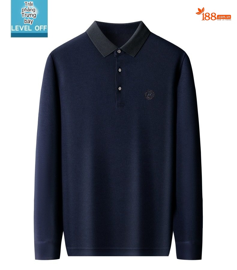 Áo Thun Polo Nam Tay Dài Cashmere Cổ Bẻ Phong Cách Doanh Nhân Màu Đen, Xám, Xanh Navy chi tiết 19