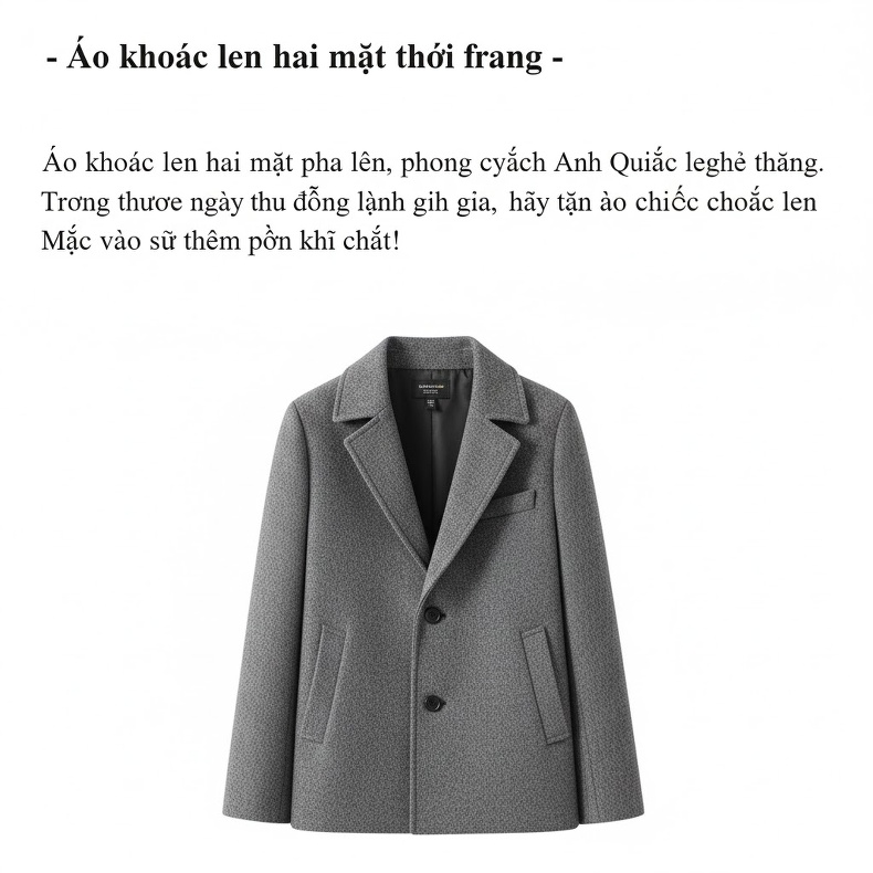 Áo Vest Nam Hai Mặt Dáng Ôm Họa Tiết Kẻ Houndstooth Lông Cừu Màu Nâu, Xám, Xanh Navy, Xám Đậm... chi tiết 2