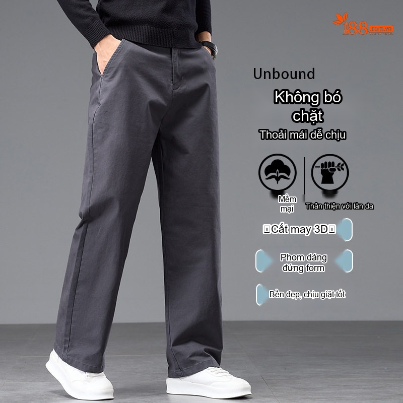 Quần Dài Cotton Nam Ống Suông Rộng Thoải Mái Màu Đen, Xám, Kem, Xanh Navy...