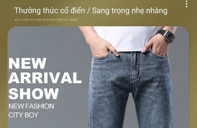 Quần Jean Nam Ống Đứng Dáng Rộng Co Giãn Nhẹ Phong Cách Casual Màu Xanh, Xám chi tiết 1