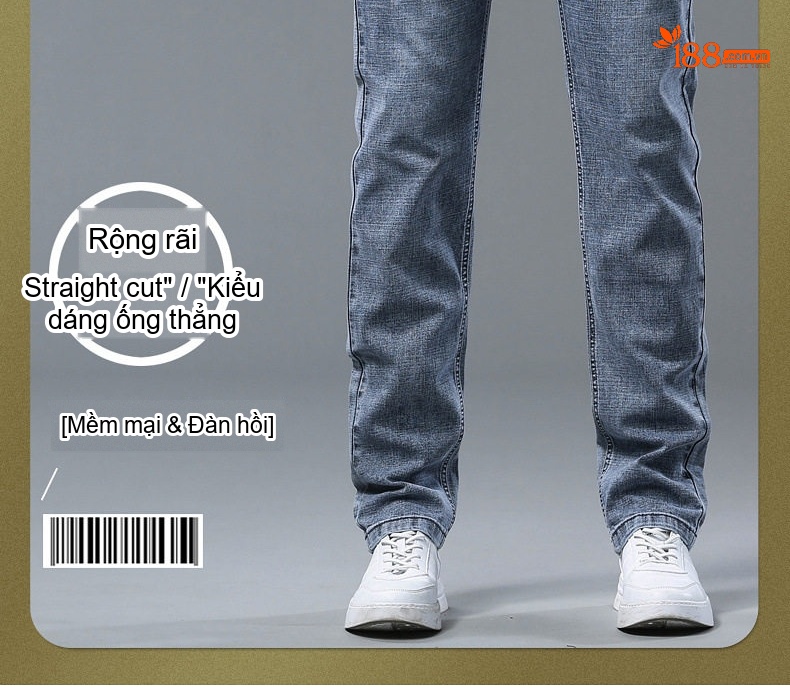 Quần Jean Nam Ống Đứng Dáng Rộng Co Giãn Nhẹ Phong Cách Casual Màu Xanh, Xám chi tiết 2