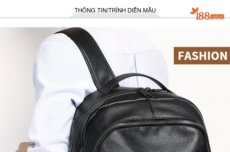 Balo Laptop Nam Da Bò Dung Lượng Lớn Đựng Đồ Du Lịch Ngắn Ngày Màu Đen chi tiết 9