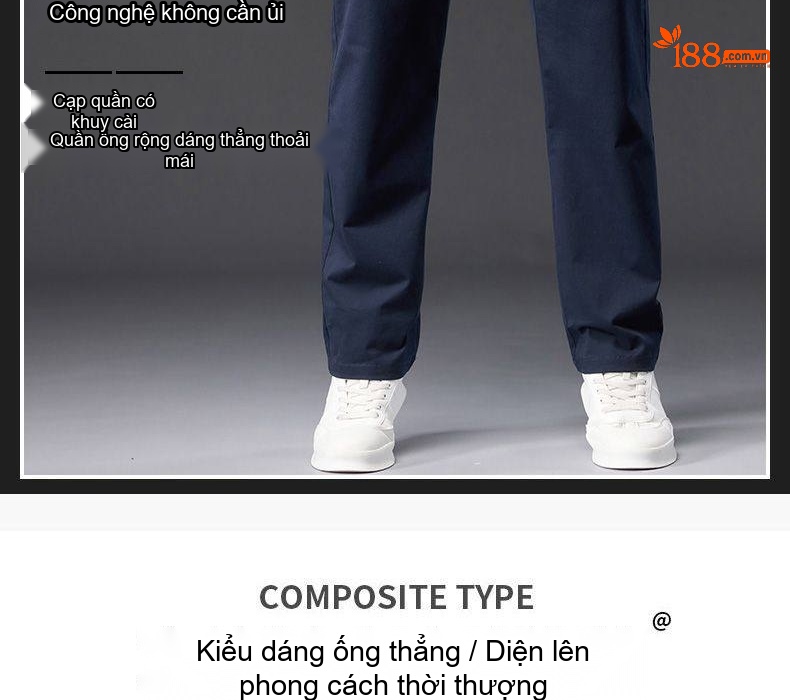 Quần Dài Nam Cotton Dáng Suông Rộng Thoải Mái Màu Đen, Xám, Kem, Xanh Navy chi tiết 1