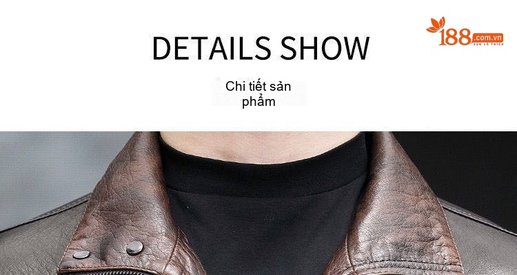 Áo Khoác Da Thật Nam Da Bò Dáng Bomber Cổ Lật Hải Ninh Màu Đen, Nâu chi tiết 17