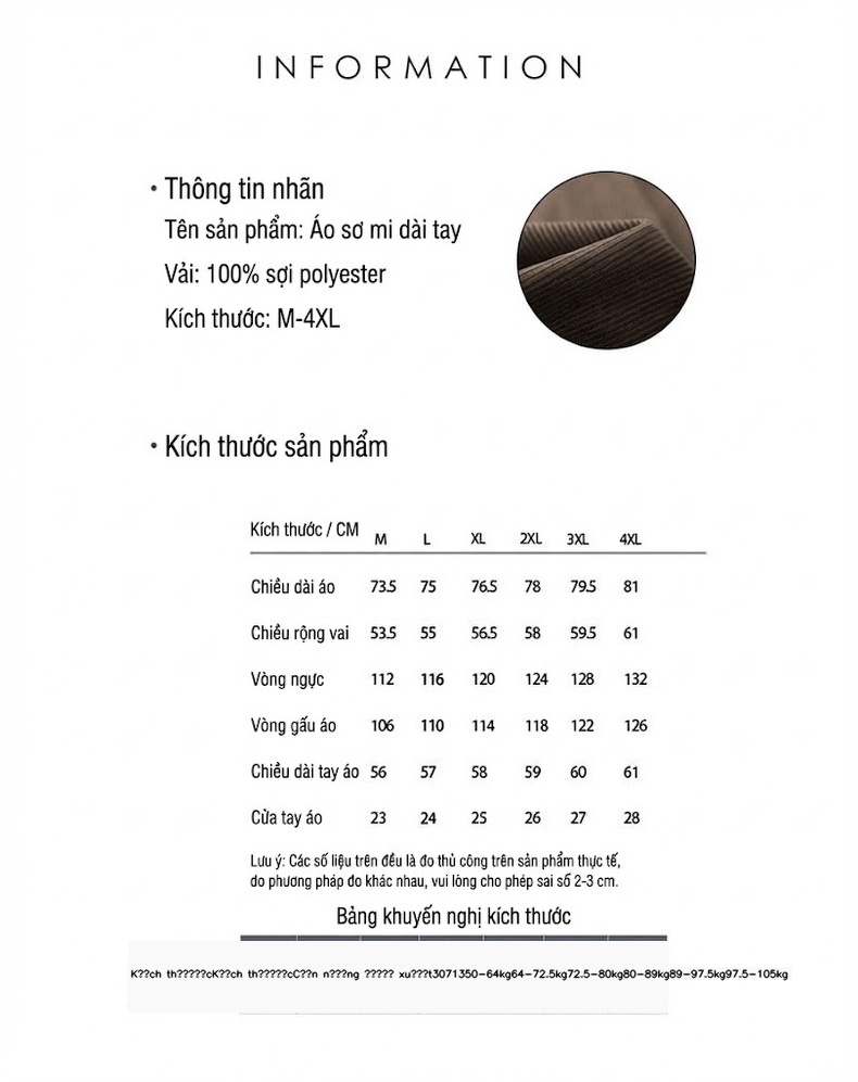 Áo Sơ Mi Nam Dài Tay Vải Cotton Nhung Gân 310g Phong Cách Retro Mỹ Form Rộng Màu Đen chi tiết 5