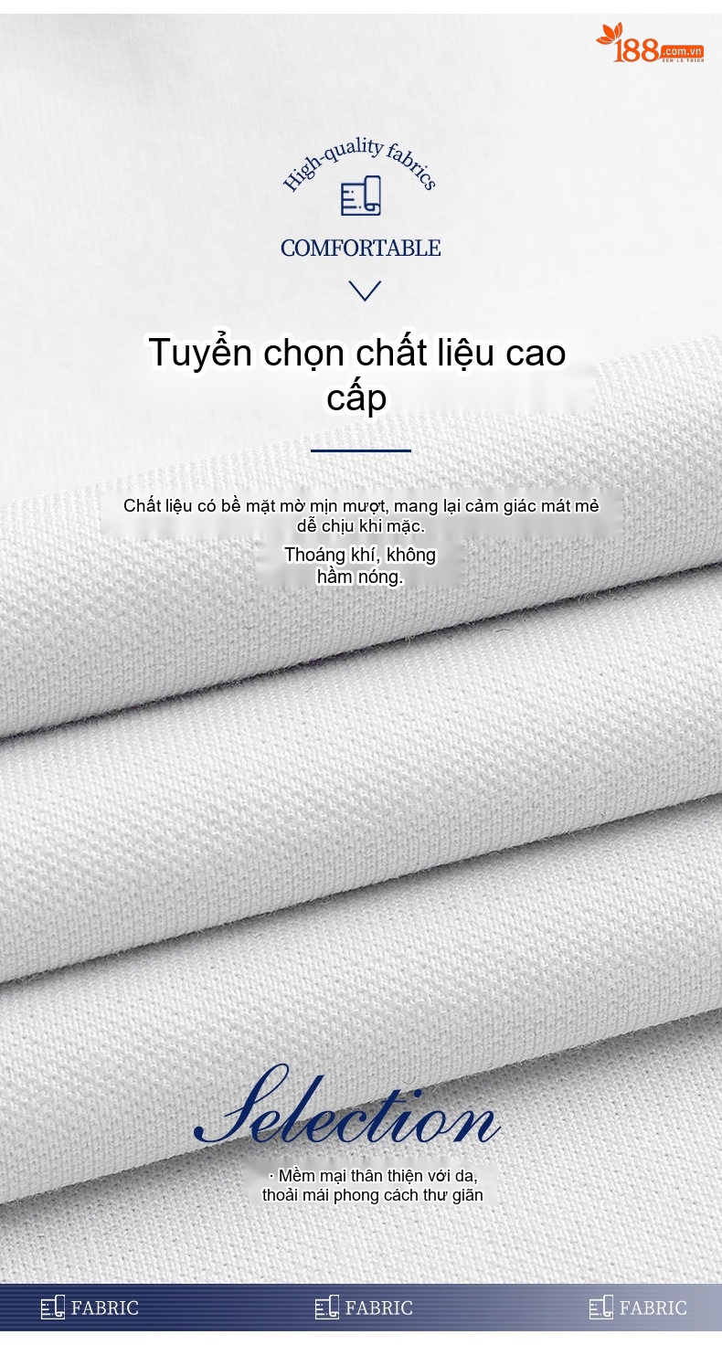 Áo Polo Nam Sợi Tơ Cotton Thời Trang Thanh Lịch Màu Trắng, Kem, Xanh, Đen chi tiết 8