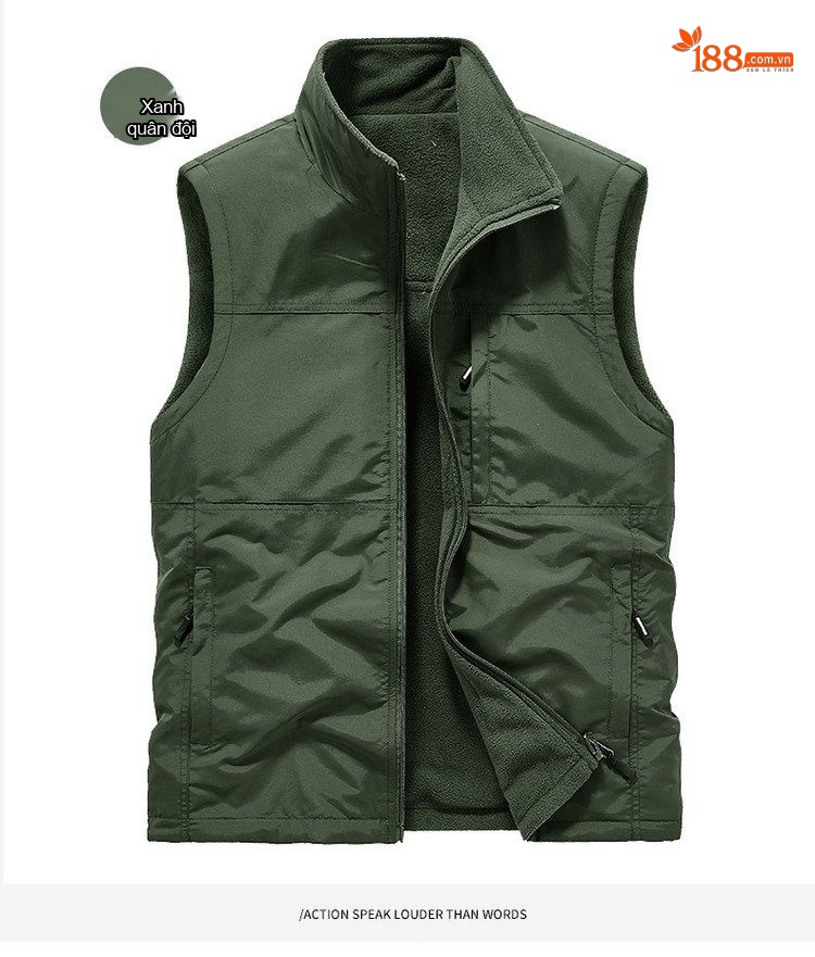 Áo Gile Nam Lót Lông Cừu Non Dày Dặn Hai Mặt Màu Xanh Rêu, Xám, Xanh Navy, Nâu... chi tiết 13