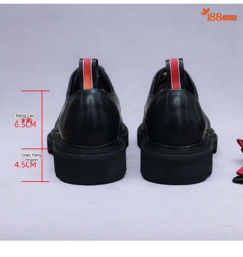 Giày Tây Buộc Dây Nam Da Bò Chiều Cao Đế Khoảng 4cm Màu Đen, Nâu chi tiết 17