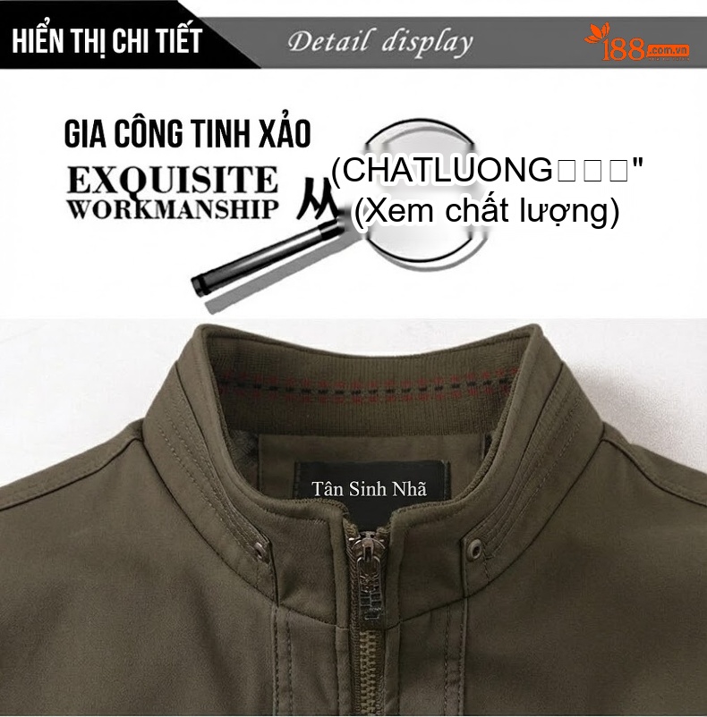 Áo Khoác Nam Trung Niên Khóa Kéo Phong Cách Thanh Lịch Màu Xanh Olive chi tiết 7