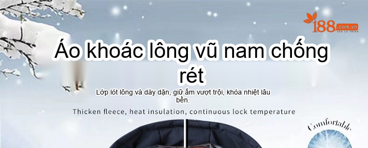 Áo Khoác Phao Nam Lông Vũ Có Mũ Trùm Đầu Dày Dặn Giữ Ấm Nhiều Lớp Màu Xanh Navy, Đen, Nâu chi tiết 1