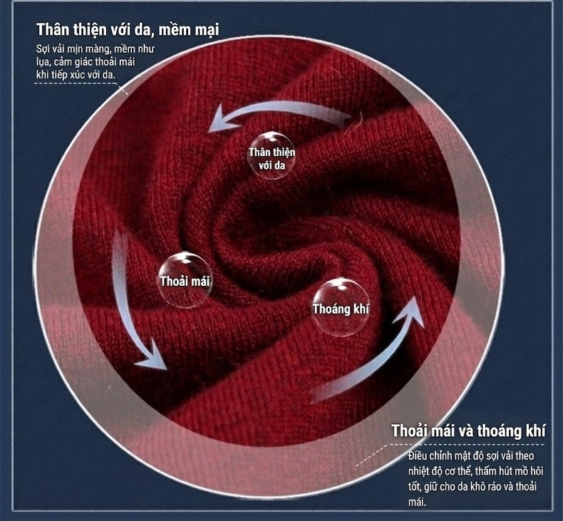 Áo Thun Polo Nam Dài Tay Cashmere Dáng Ôm Vừa Vặn Màu Đen, Đỏ, Xanh Dương, Xám... chi tiết 3