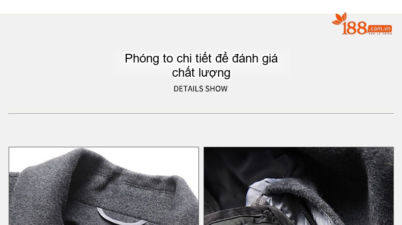 Áo Khoác Nam Dạ Pha Lông Vũ Dáng Dài Vừa Hai Mặt Màu Xám, Xanh Đen chi tiết 26
