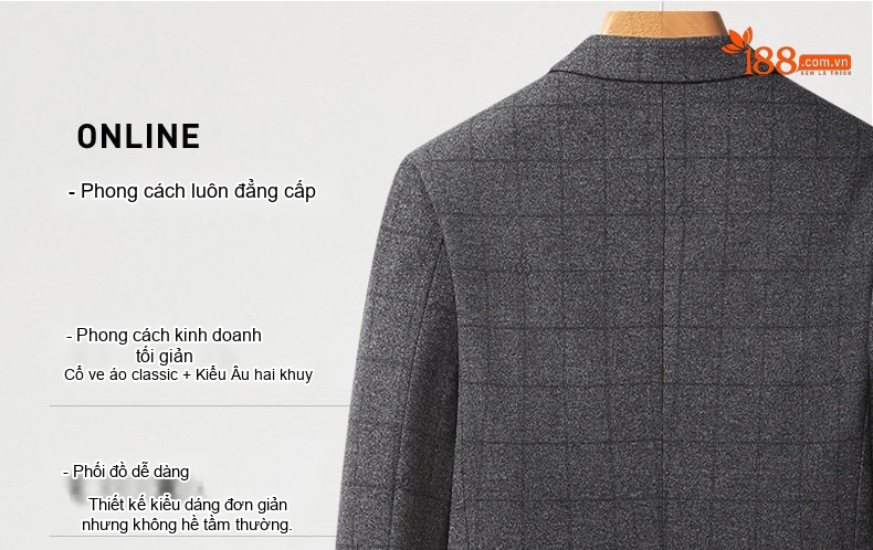 Áo Vest Nam Họa Tiết Ô Vuông Thu Đông Dáng Ôm Màu Xám chi tiết 6