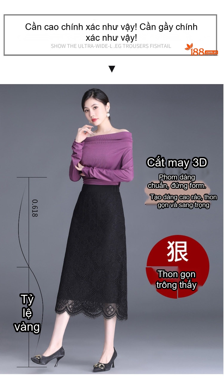 Chân Váy Chữ A Nữ Lưng Cao Ren Hai Mặt Phong Cách Thời Trang Công Sở Màu Đen chi tiết 5