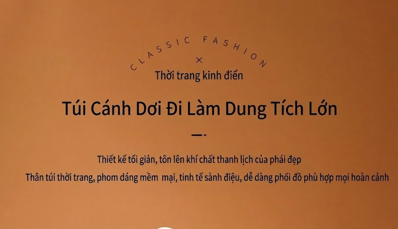Túi Tote Cánh Da Thật Dung Tích Lớn Đeo Vai Dáng Công Sở Màu Nâu, Xanh Dương, Trắng chi tiết 1