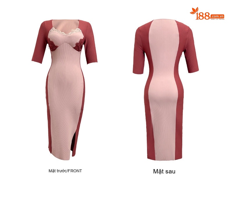 Đầm Ôm Body Nữ Dệt Kim Phối Màu Tinh Tế chi tiết 5