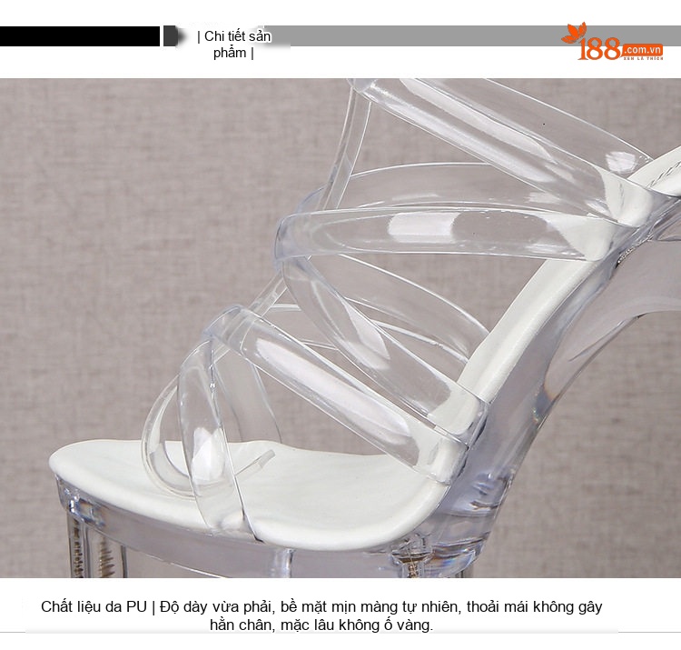 Giày Sandal Cao Gót Nữ Quai Trong Suốt Gót Nhọn Phát Sáng Gót Cao 26cm Màu Trong Suốt chi tiết 10