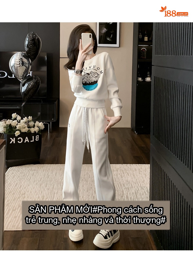Bộ đồ thể thao nữ thu đông lót lông giữ nhiệt phong cách trẻ trung chi tiết 1