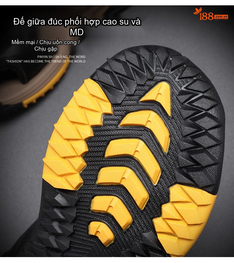 Dép Sandal Nam Da Thật Quai Dán Đế Cao Su Chống Trượt Bít Mũi Đi Biển, Đi Phượt (đế cao 3 cm) chi tiết 14