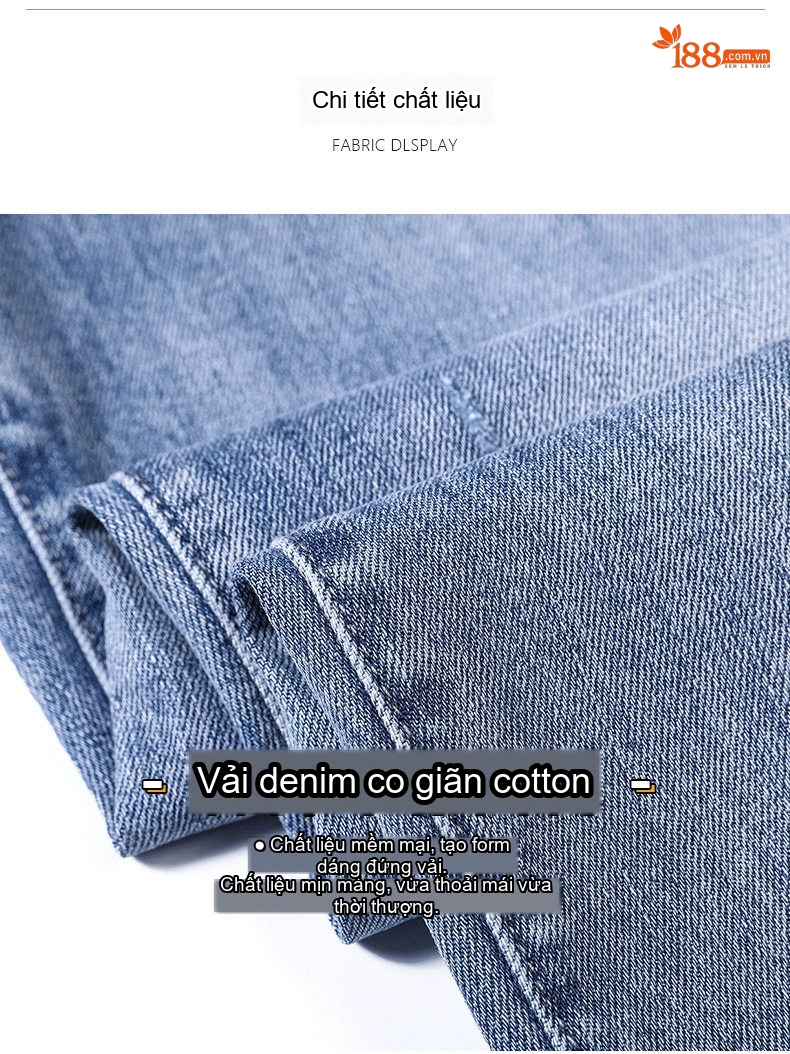 Quần Jean Nam Dáng Slim Fit Ống Lửng Phong Cách Casual Màu Xanh chi tiết 4