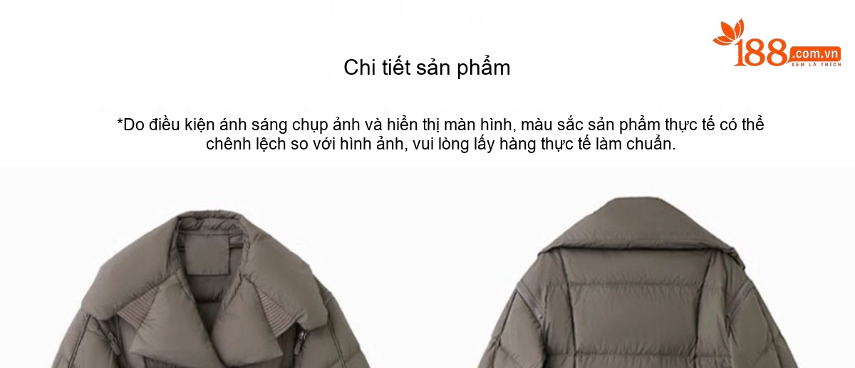 Áo Khoác Phao Nữ Ngắn Dáng Nhỏ Gọn Lót Lông Vịt Dày Ấm Áp Phong Cách Thời Trang Màu Đen, Nâu, Trắng, Xanh Rêu chi tiết 40