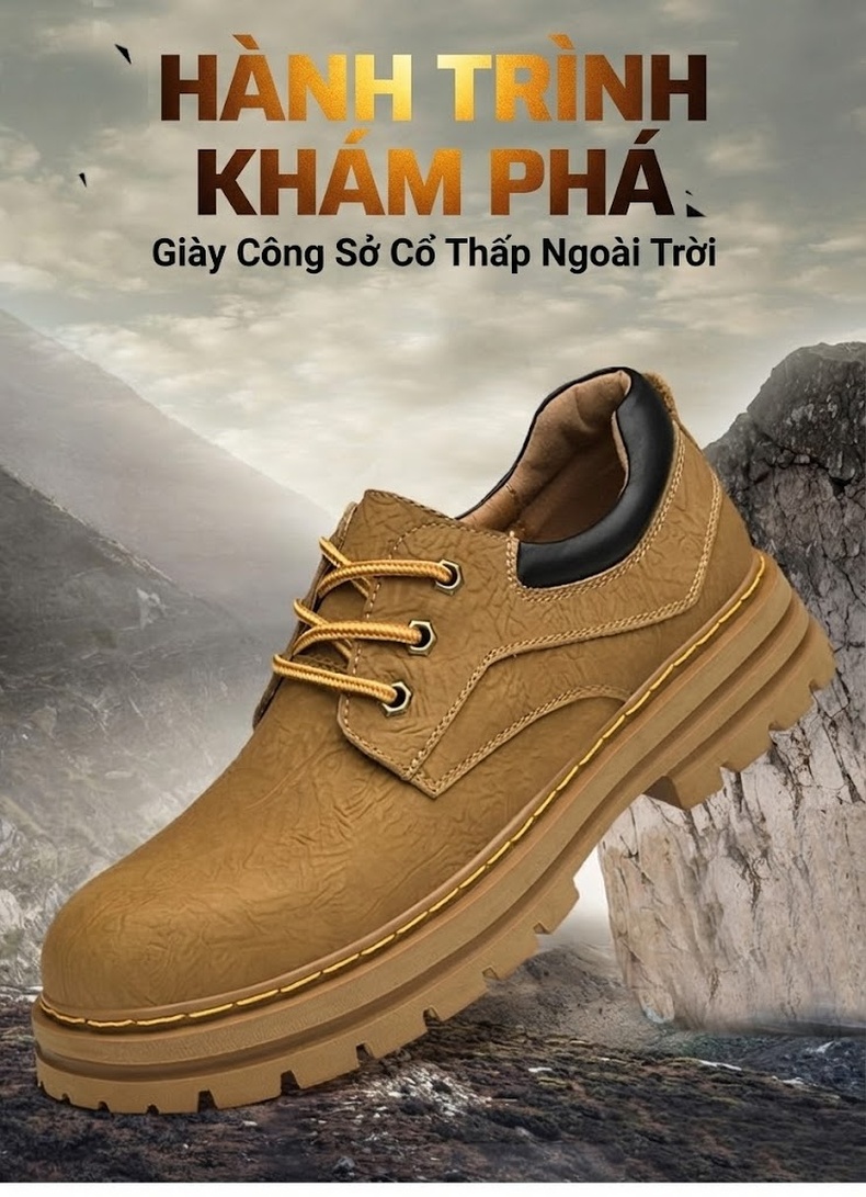 Giày Martin Cổ Thấp Nam Da Mờ Buộc Dây Phong Cách Công Sở Đế Cao 4cm chi tiết 1
