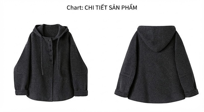 Áo Khoác Nữ Dáng Rộng Vừa Len Hai Mặt Phong Cách Hàn Quốc Có Mũ Trẻ Trung Màu Nâu, Đen, Kem chi tiết 44