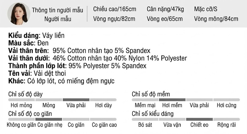 Đầm Xòe Nữ Cổ Lọ Tay Dài Ôm Eo Phong Cách Pháp Màu Đen chi tiết 2