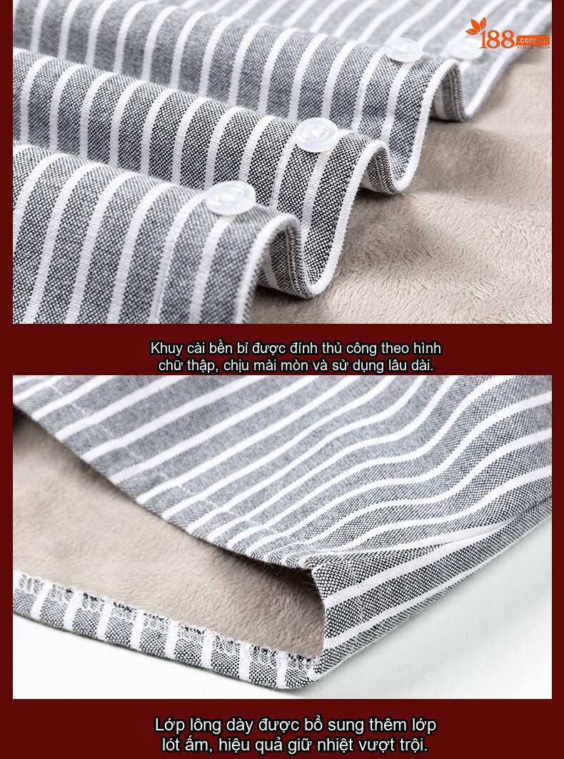 Áo Sơ Mi Dài Tay Nam Cotton Oxford Lót Lông Dày Dặn Giữ Ấm Màu Trắng, Hồng, Xanh Dương, Xám... chi tiết 18