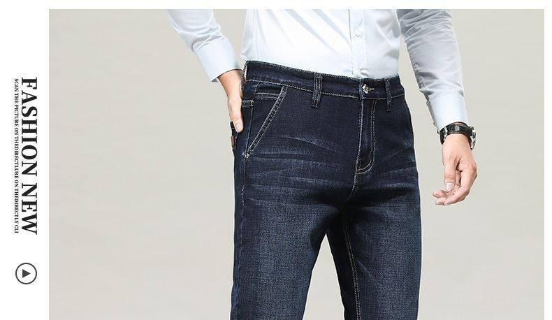 Quần Jeans Dài Nam Ống Đứng Co Giãn Thoải Mái Màu Xanh Dương Đậm chi tiết 19
