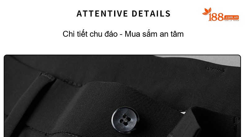 Quần Âu Nam Milk Silk Co Giãn Chống Nhăn Dáng Ôm Thêu Họa Tiết Màu Đen chi tiết 18