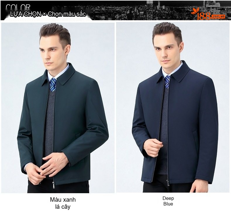 Áo Khoác Phao Nam Lót Lông Vũ Trắng Dáng Ngắn Công Sở Màu Xanh Navy chi tiết 7