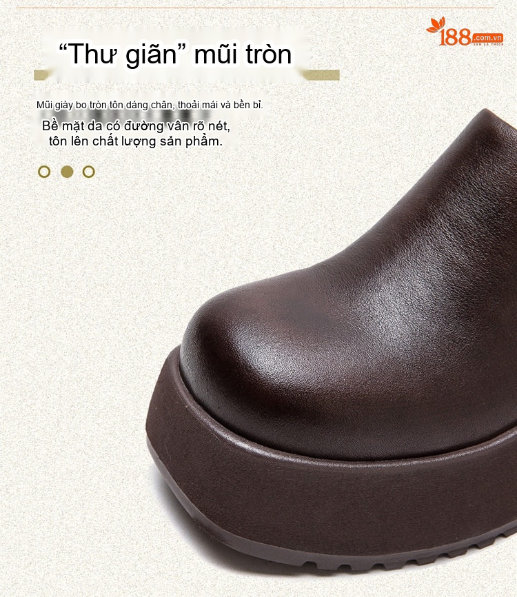 Dép Sục Nữ Da Bóng Đế Dày Chiều Cao Đế Khoảng 6cm Màu Đen, Nâu chi tiết 4