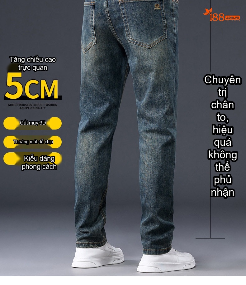 Quần Jean Nam Ống Đứng Dáng Ôm Co Giãn Nhẹ Phong Cách Thời Trang Màu Xanh Dương chi tiết 8